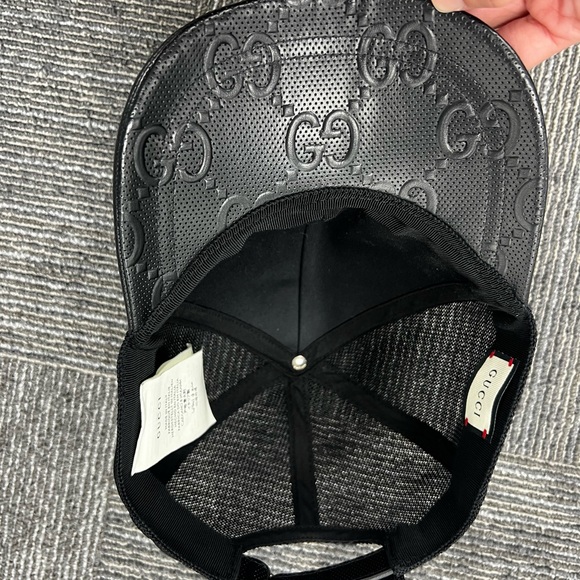 GUCCI BASEBALL CAP GG LOGO MESH LEATHER - Picture 6 of 16